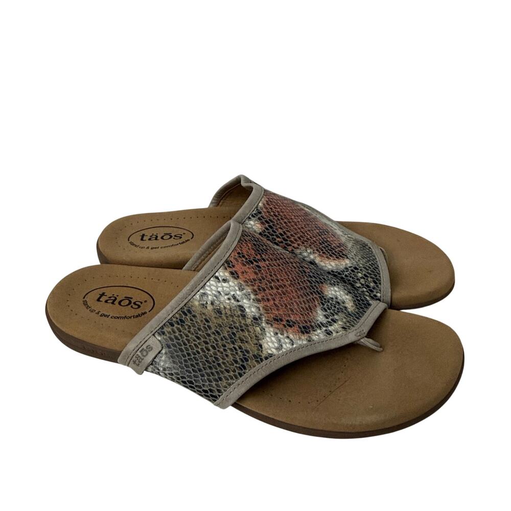 Taos Sandals Womens Size 11 Boundary Snake Print Leather Comfort Slip On